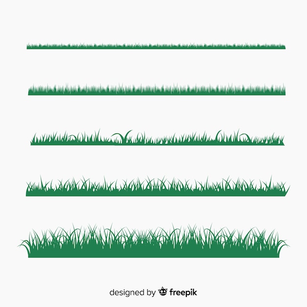 Kostenloser Vektor grenze des grünen grases silhouettiert sammlung