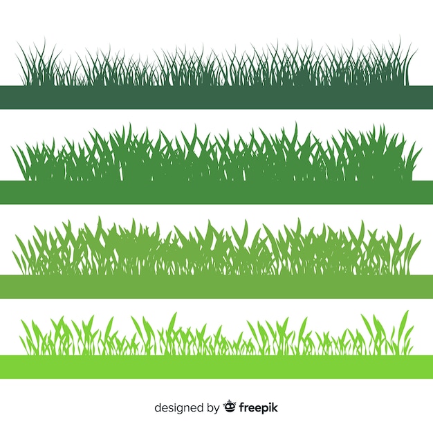 Kostenloser Vektor grenze des grünen grases silhouettiert sammlung