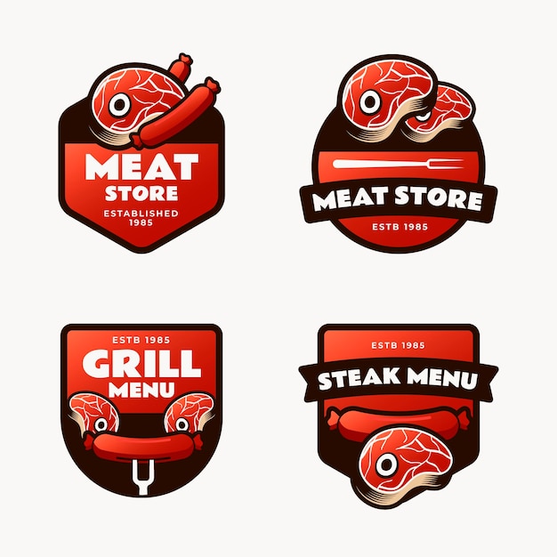 Kostenloser Vektor grill-logo-vorlagen mit farbverlauf