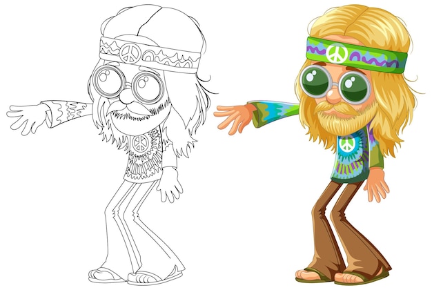 Kostenloser Vektor groovy hippie-charakter-illustration