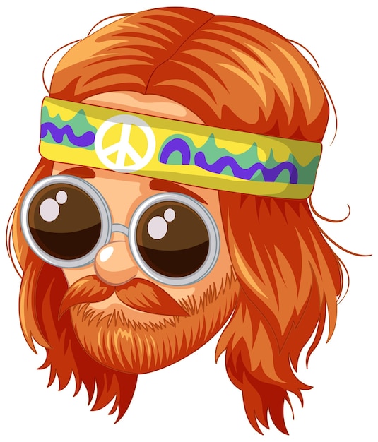 Kostenloser Vektor groovy hippie mit friedensbandana