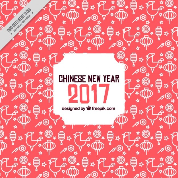 Große chinesische neujahr hintergrund mit laternen und hähnen