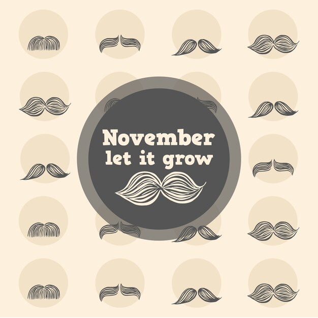 Große movember Hintergrund von Schnurrbärten mit verschiedenen Designs