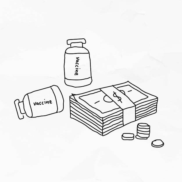 Kostenloser Vektor große pharma-vektor- und impfstoffentwicklungs-doodle-illustration