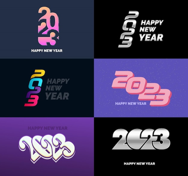 Kostenloser Vektor große sammlung von 2023 happy new year-symbolen cover des geschäftstagebuchs für 2023 mit wünschen vector new year illustration