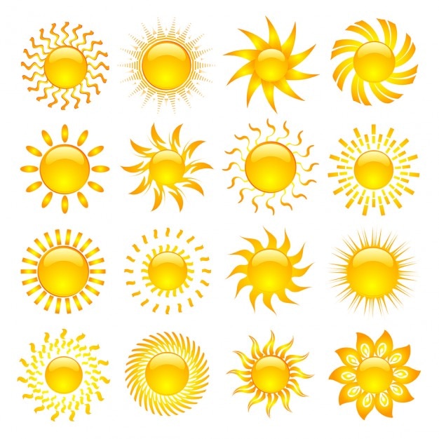 Große sammlung von verschiedenen icons sonne