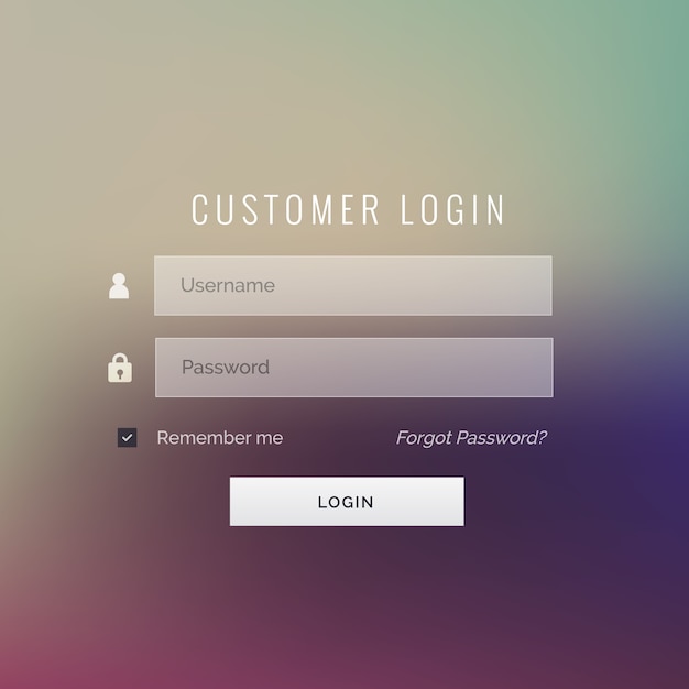 großes Kunden-Login-Formular Design auf Blur Hintergrund