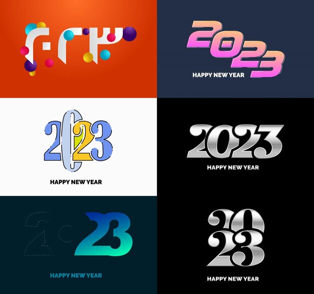 Kostenloser Vektor großes set von 2023 happy new year logo text design 2023 nummer designvorlage vector new year illustration