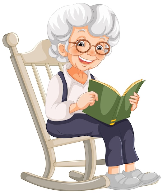 Kostenloser Vektor großmutter genießt eine friedliche lesezeit