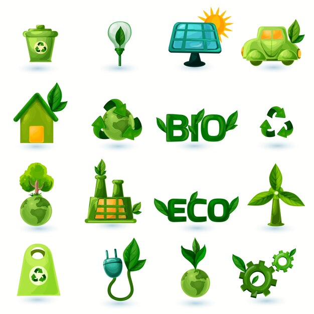 Grüne Ökologie Icons Set