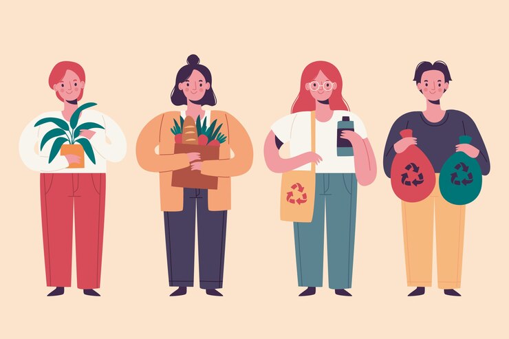 Kostenlose Vektor grüne lebensstilleuteillustration