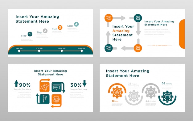 Grüne orangefarbene Geschäftskonzept-PowerPoint-Darstellungsseitenschablone