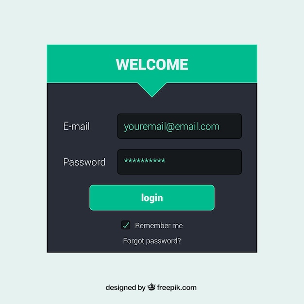Grüne und graue login-formular-vorlage