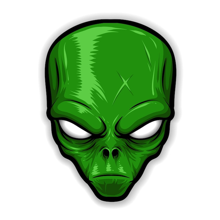 Kostenlose Vektor grünes alien-kopf-vektorlogo