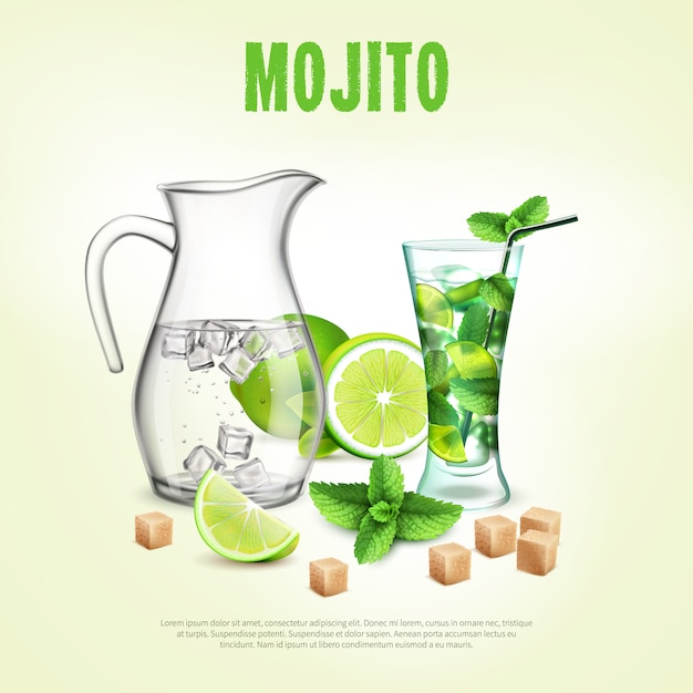 Grünes Cocktail-realistisches Plakat