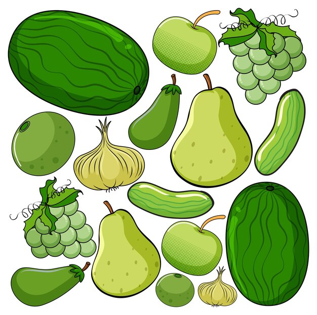 Grünes Gemüse und Obst