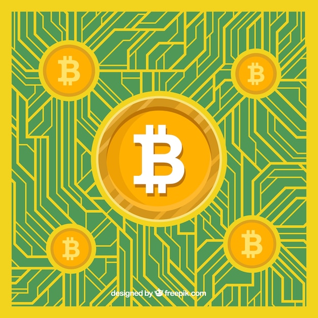 Grünes und gelbes bitcoin-design