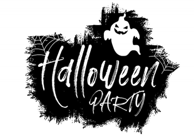 Kostenloser Vektor grunge halloween hintergrund mit text und geist