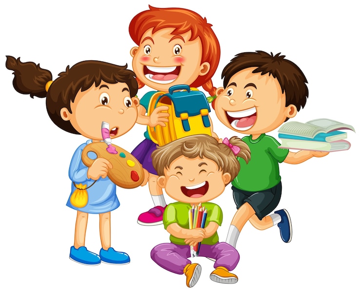 Kostenlose Vektor gruppe der zeichentrickfigur der kleinen kinder