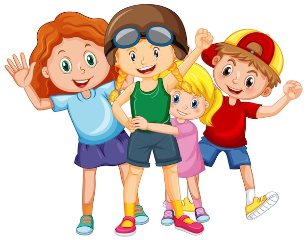 Gruppe glücklicher Kinder auf weißem Hintergrund
