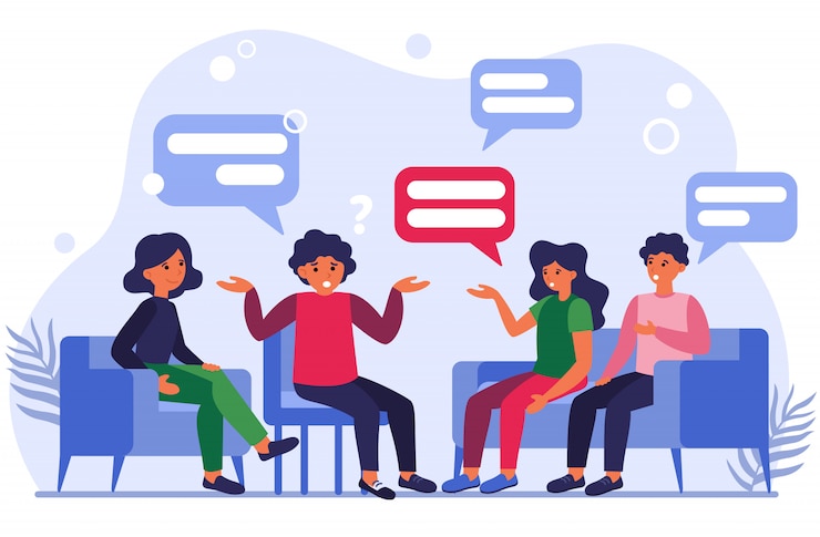 Kostenlose Vektor gruppentherapie illustration