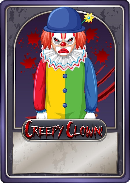 Kostenloser Vektor gruselige clown-charakter-spielkartenvorlage