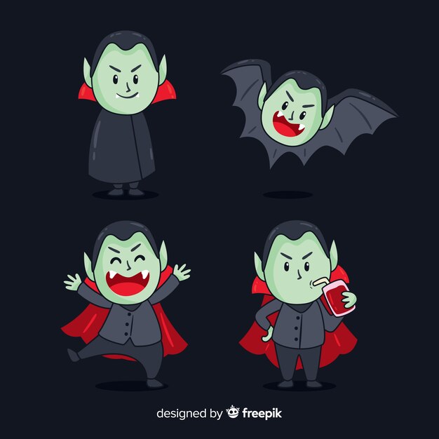 Gruselige Hand gezeichnete Vampirschartsammlung
