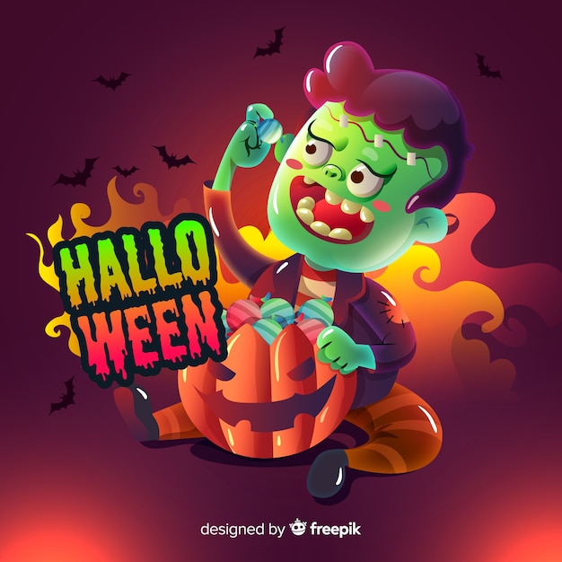 Gruseliger halloween-hintergrund mit realistischem design