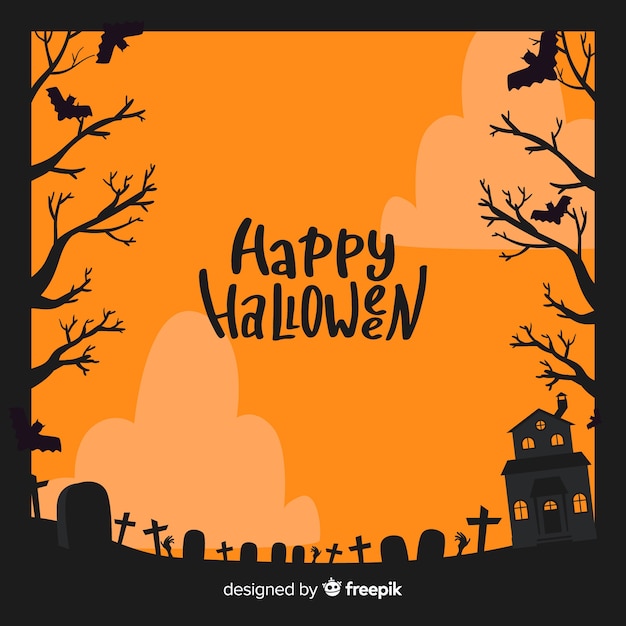 Gruseliger halloween-rahmen mit flachem design