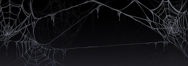 Kostenloser Vektor gruseliges halloween-banner mit altem spinnennetz