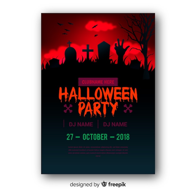 Gruseliges halloween-partyplakat mit realistischem design