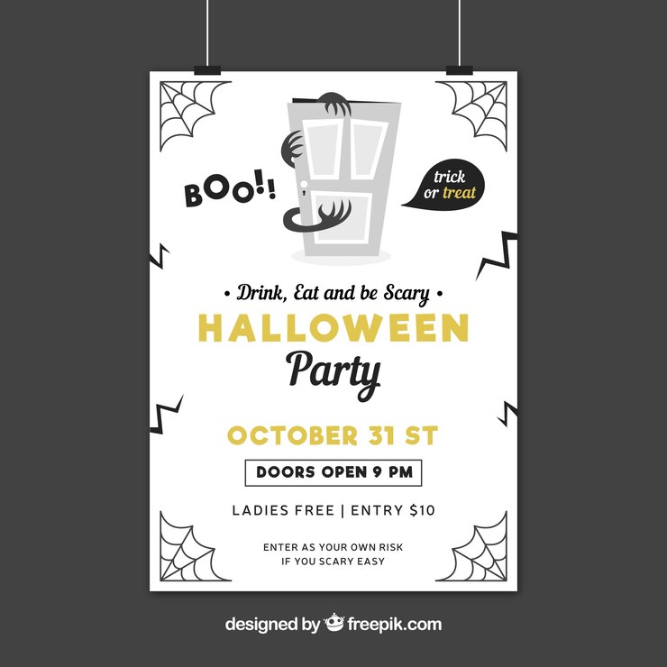 Kostenlose Vektor gruseliges halloween-partyplakat