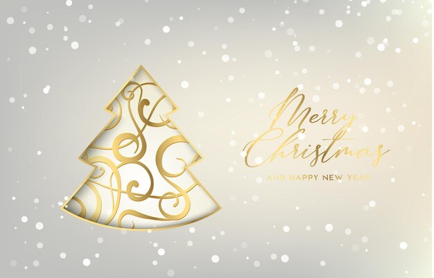 Grußkarte mit Silhouette eines Weihnachtsbaumes. Frohes neues Jahr.