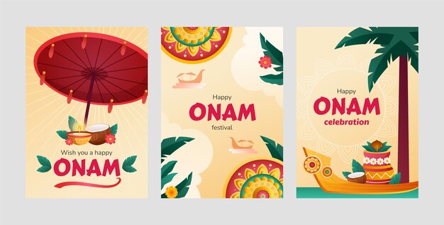 Grußkartensammlung mit Farbverlauf für die Feier des Onam-Festivals