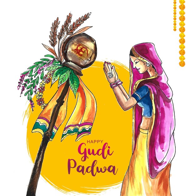 Gudi Padwa-Feier-Gruß-Karten-Hintergrund