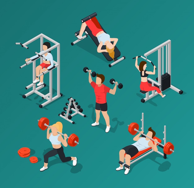 Kostenloser Vektor gym menschen icon set