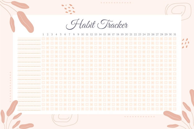 Kostenloser Vektor habit tracker vorlage