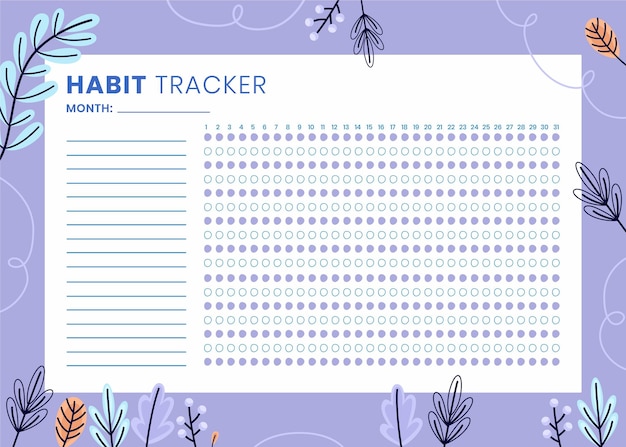 Kostenloser Vektor habit tracker vorlage