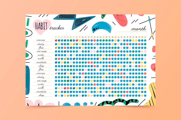 Kostenloser Vektor habit tracker vorlage