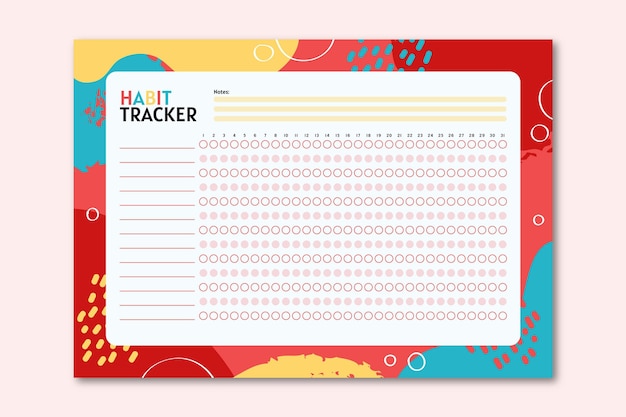 Kostenloser Vektor habit tracker vorlage