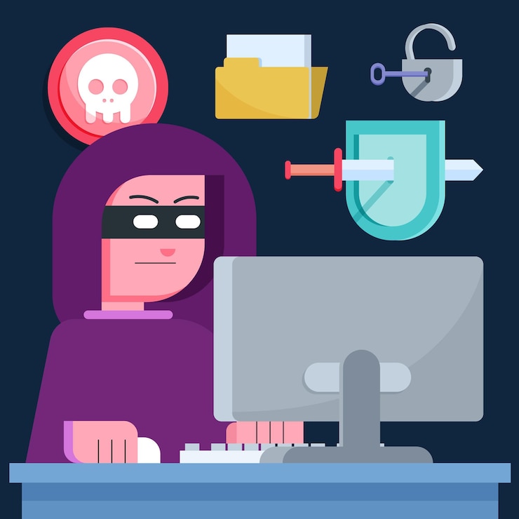 Kostenlose Vektor hacker-aktivitätsillustration
