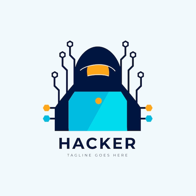 Hacker-logo-vorlage im flachen design