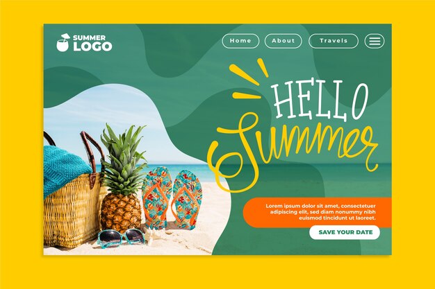 Hallo sommer landing page mit foto