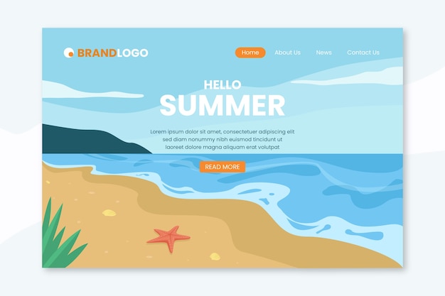 Kostenloser Vektor hallo sommer landing page template style