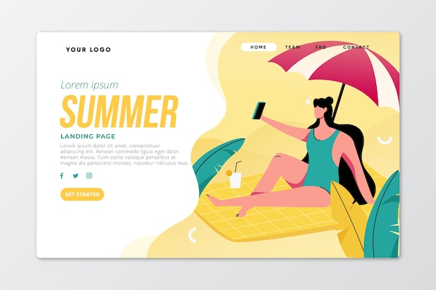 Kostenloser Vektor hallo sommer landing page thema