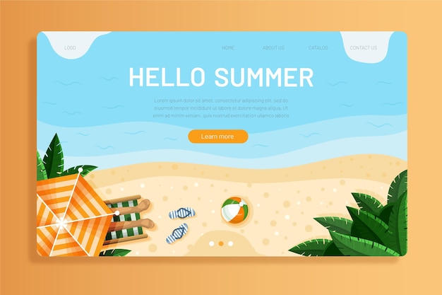 Hallo sommer landing page vorlage mit foto