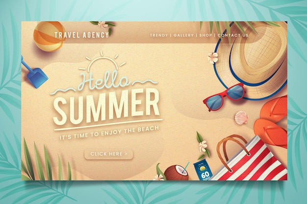 Kostenloser Vektor hallo sommer landing page