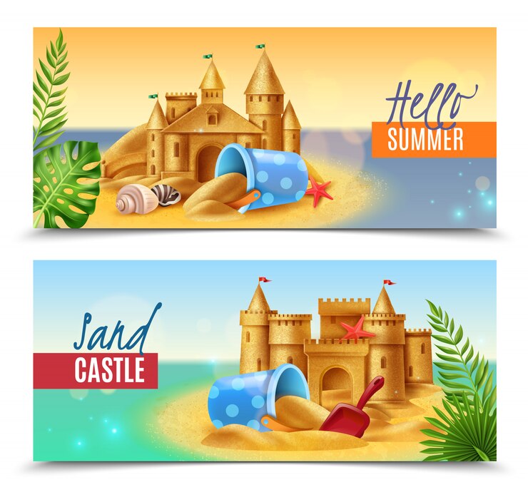 Kostenlose Vektor hallo sommer realistische banner