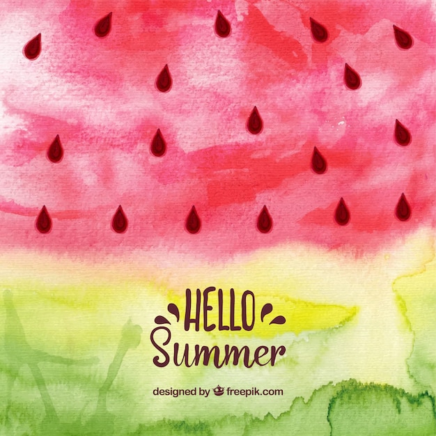 Hallo Sommerhintergrund mit Wassermelone in der Aquarellart