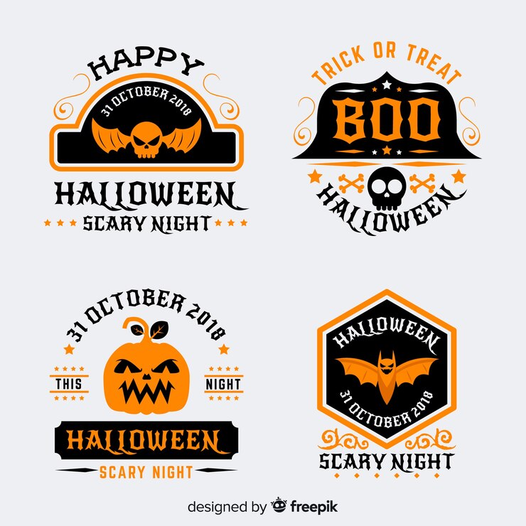 Kostenlose Vektor halloween abzeichen sammlung